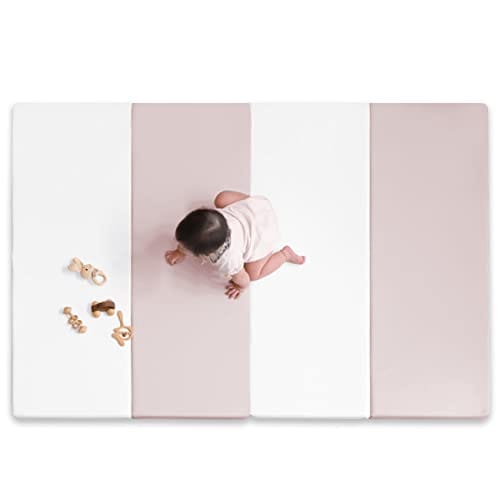 (ケラッタ) プレイマット 折りたたみ 赤ちゃん 1級防音 防水 厚手 床暖房対応 (160120cm, ピンクホワイト)