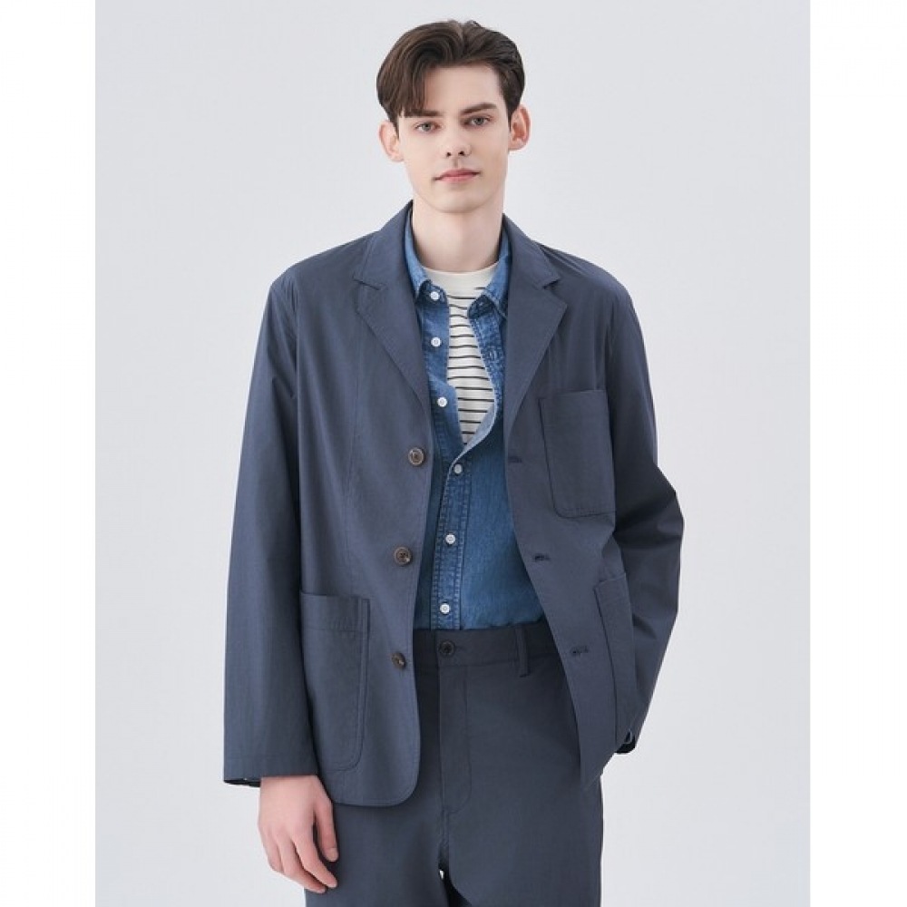 (ヘッジズ) 24SS ネイビーナイロンカジュアルセットアップジャケット HZJA4B416N5