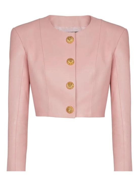 BALMAIN Women Leather Jackets GF1SD252LE04 4HR LIGHT PINK