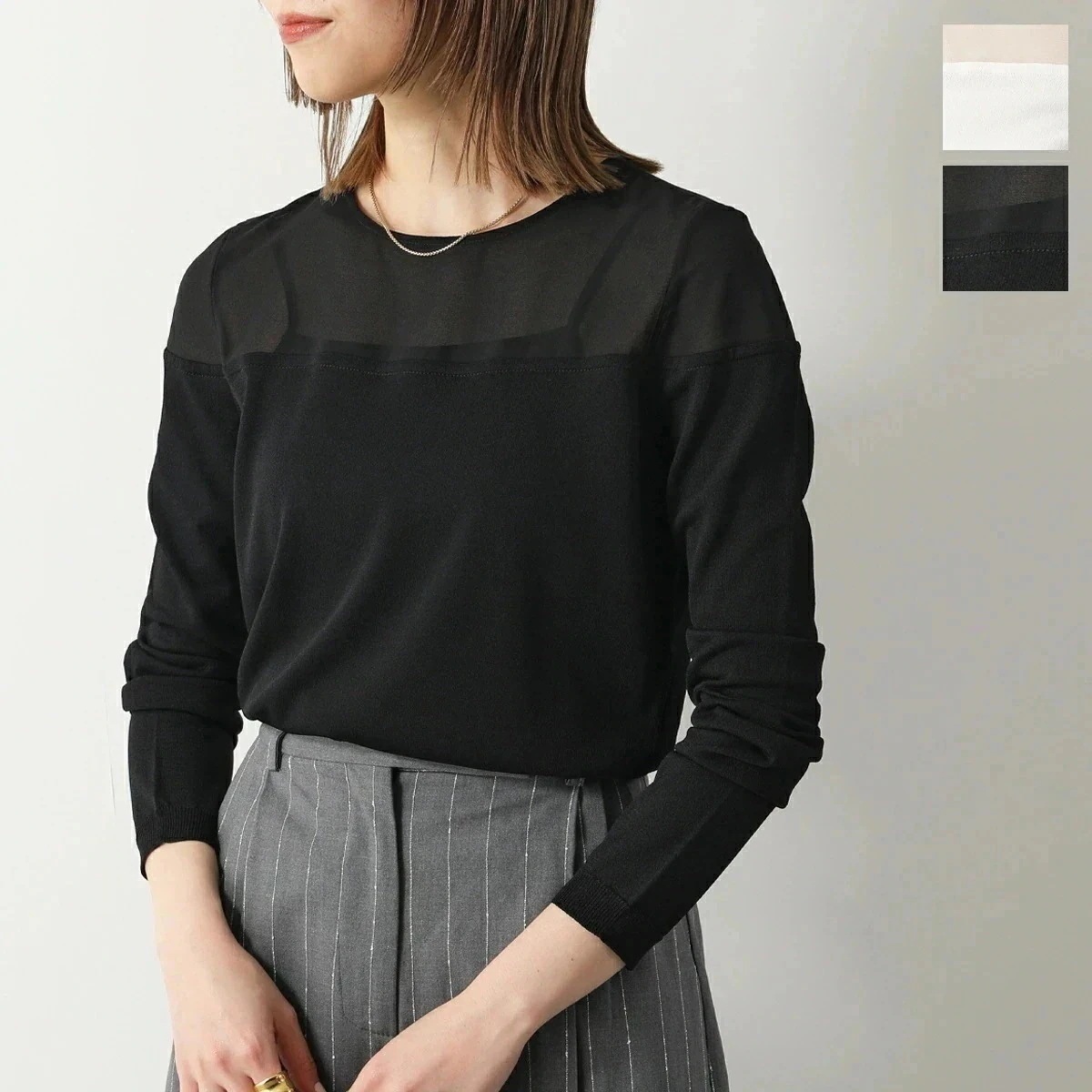 Semicouture セミクチュール シアートップス CAITILIN ケイティリン Y4SE15 レディース ロンT カットソー ニット 長袖 クルーネック