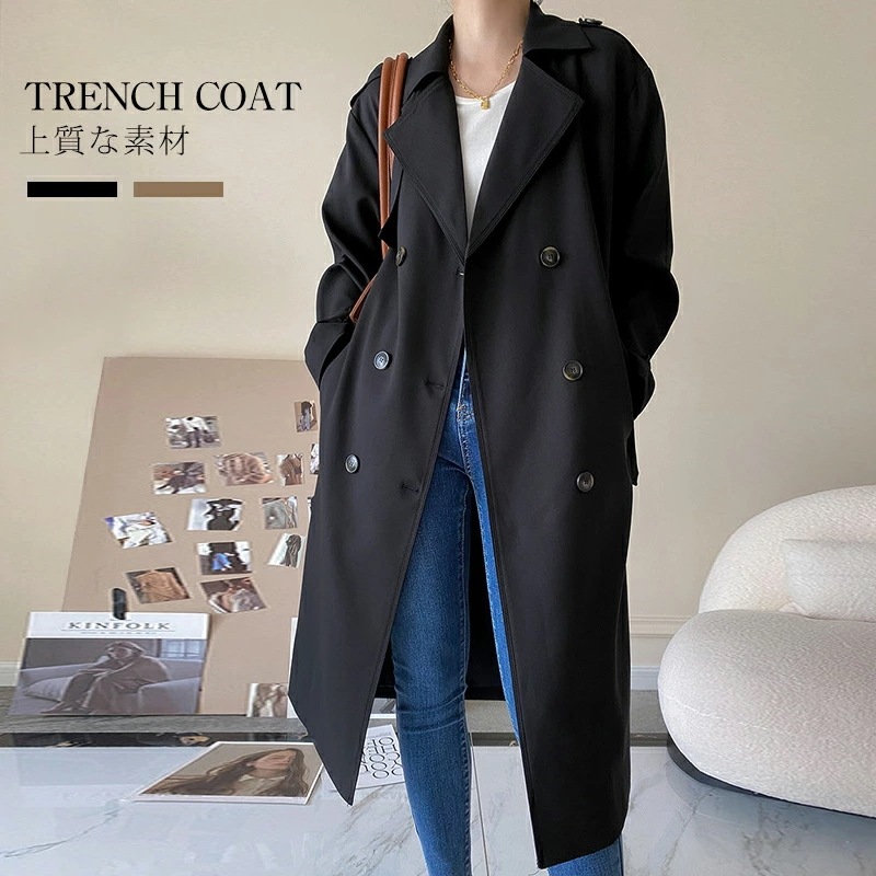 【全店任意2枚購入で100円OFF】トレンチコート レディース 上着 羽織り アウター 春 秋 冬 スプリングコート ロングコート 羽織り トレンチ アウター コート ロング 裏地付き デザイン きれ