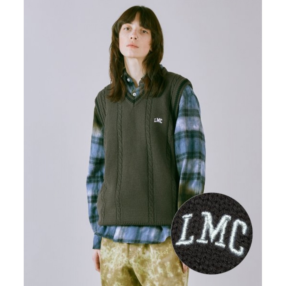 LMC ケーブルアーチニットベストブラック
