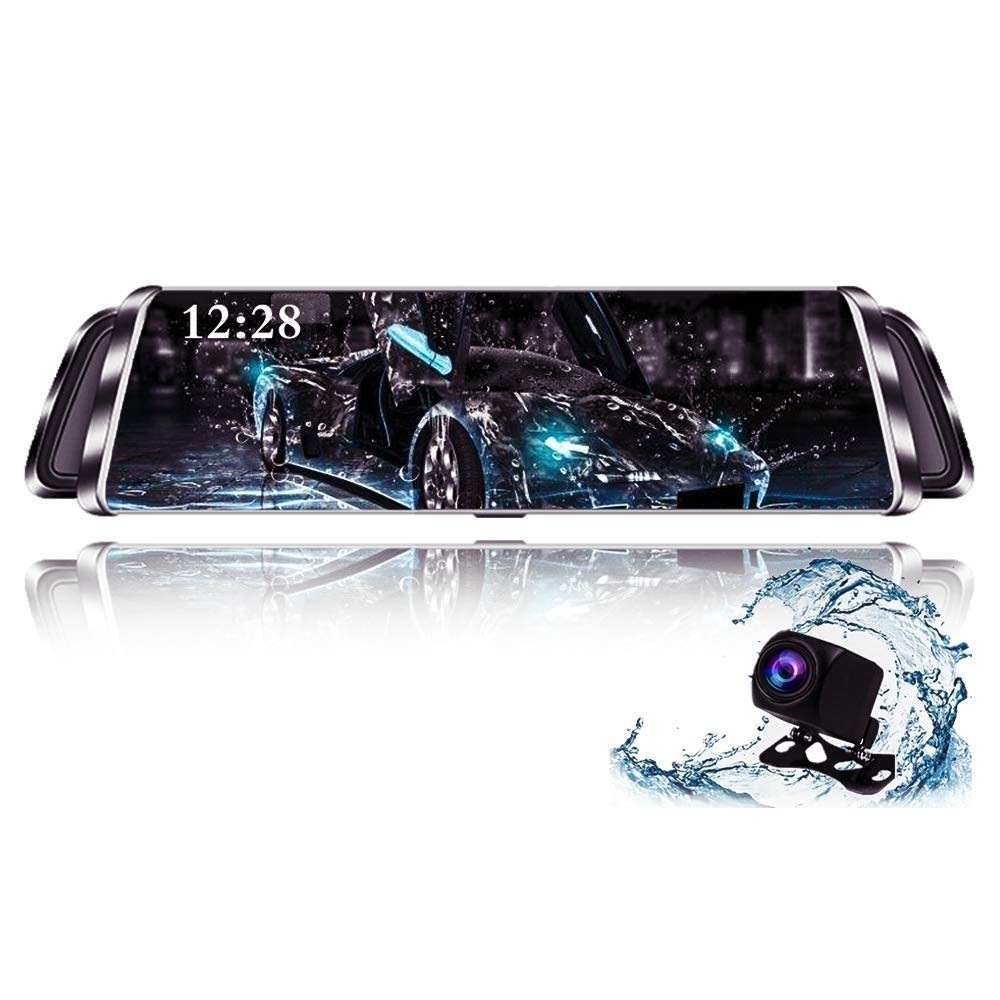 送料無料ドライブレコーダー 10インチ 前後カメラ同時録画 バックミラー型 ドラレコ Gセンサー バックカメラ連動 リアカメラミラー バックビューモニター タッチパネルIPS液晶 150度レンズ