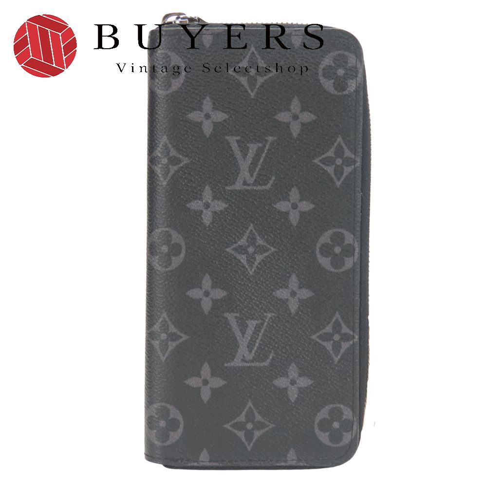 中古 長財布 ジッピー・ウォレット・ヴェルティカル M62295 モノグラムエクリプス ブラック グレー シルバー金具 ラウンドファスナー 小物 普段使い メンズ 男性