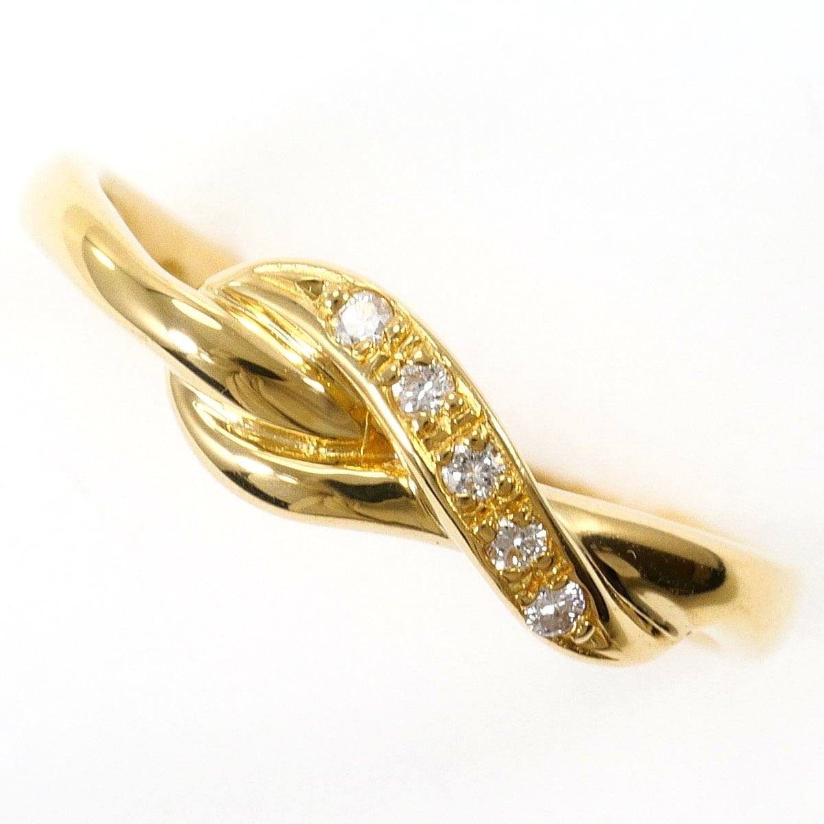 K18 18金 YG イエローゴールド リング・指輪 5.5号 ダイヤモンド 0.03ct 総重量約1.7g ジュエリー 中古