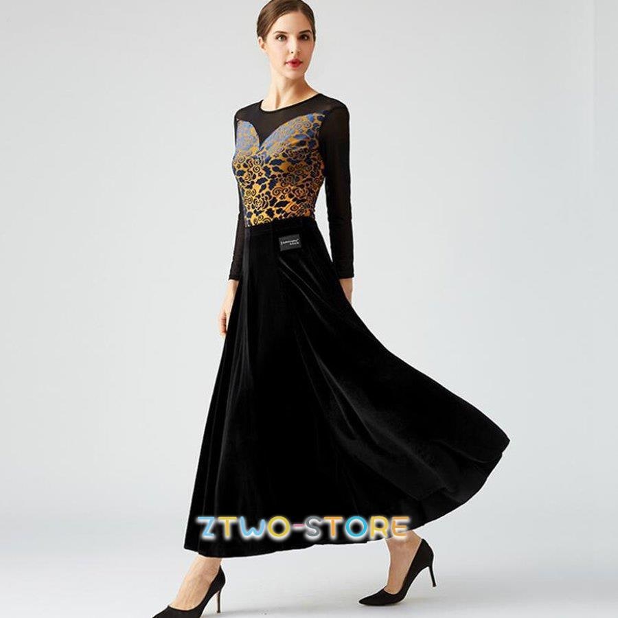 新しい子供用ダンスウェア 社交ダンス モダンダンス衣装 トップスとスカート2点セット ワルツ専用 ロングスカート広く裾 ルンバ サンバ 練習競技着デモ用 2枚購入で2942円OFF