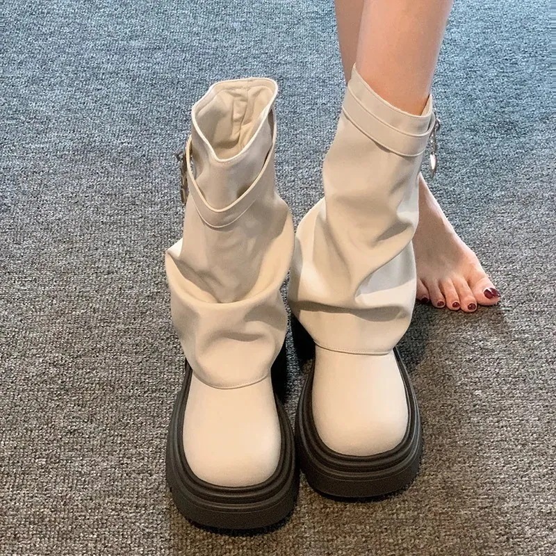 旬な履きこなしショートブーツ 23 新作 厚底靴 65cm マーディンブーツ ズボンの長靴