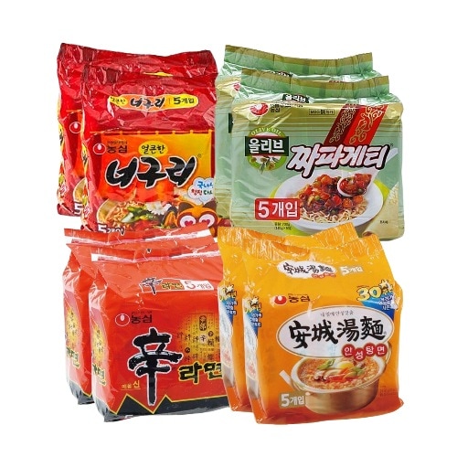 辛ラーメン10袋+安城湯麺10袋+タヌキ10袋+チャパゲティ10袋(計40袋)