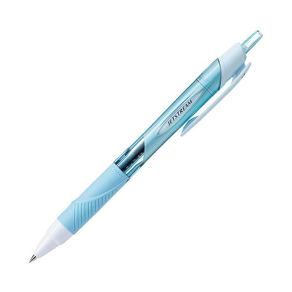 (まとめ）三菱鉛筆 油性ボールペンジェットストリーム 0.38mm 黒 （軸色：スカイブルー） SXN15038.48 1セット（10本）(×5セット)