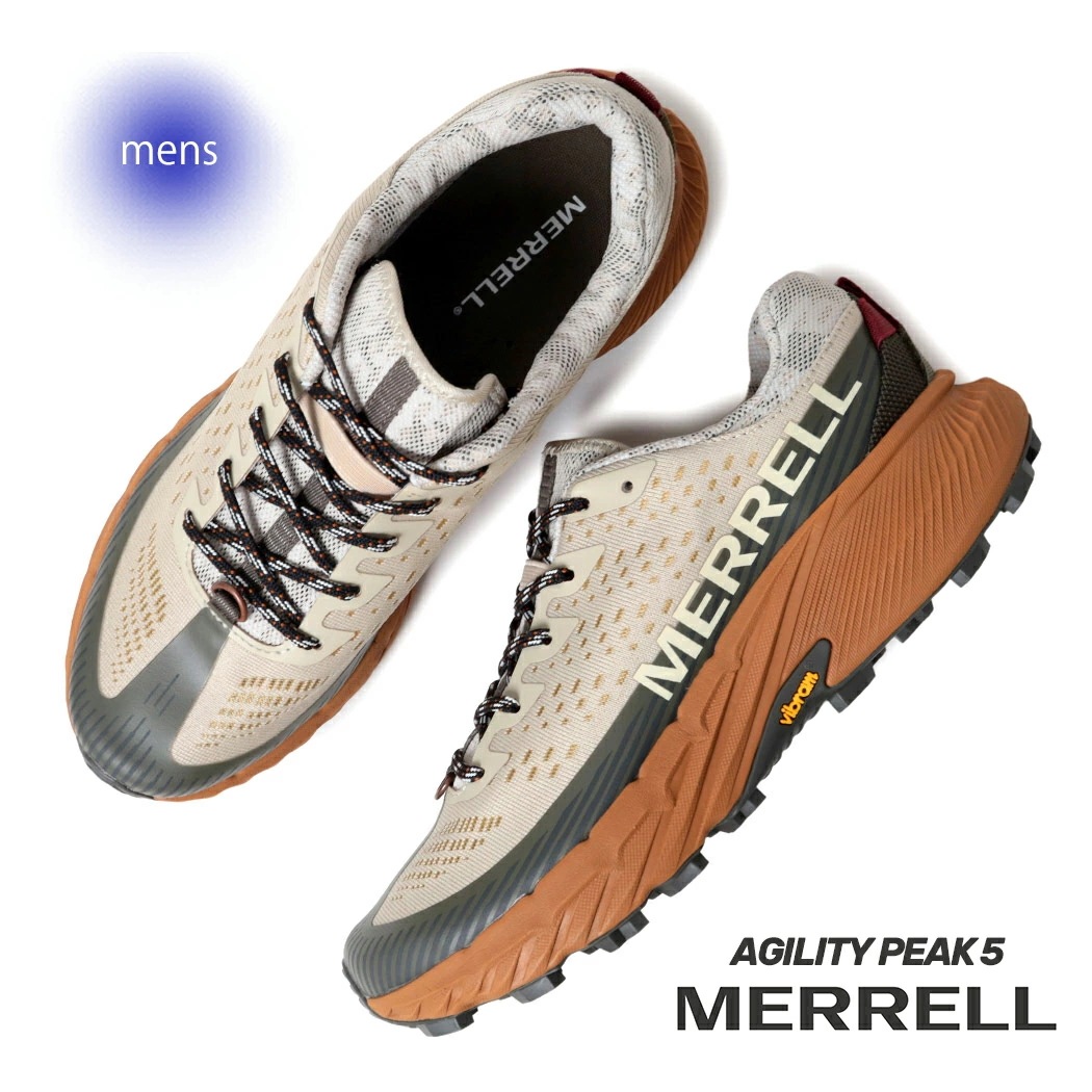 MERRELL メレル アジリティー ピーク シューズ スニーカー ランニング AGILITY PEAK 5 OYSTER/OLIVE ( オイスター グレー メッシュ アウトドア メンズ レディース