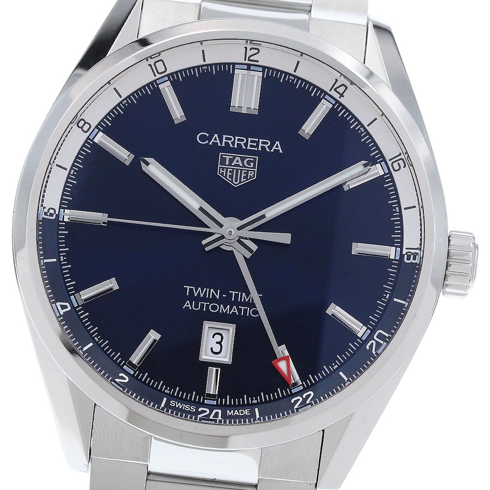 タグホイヤー TAG HEUER WBN201A カレラ ツインタイム キャリバー7 自動巻き メンズ 良品 保証書付き_922626【中古】