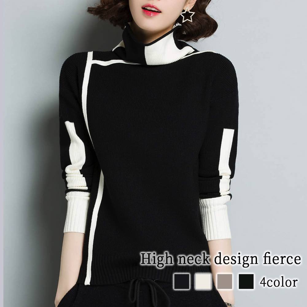 セーター レディース ハイネックデザインセーター 秋 ゆる おしゃれ かわいい 柄 タートルネック 長袖 黒 洗える ニット ケーブル編み 厚手 ざっくり 冬 ニットセーター 白 ハイネック ノルディ