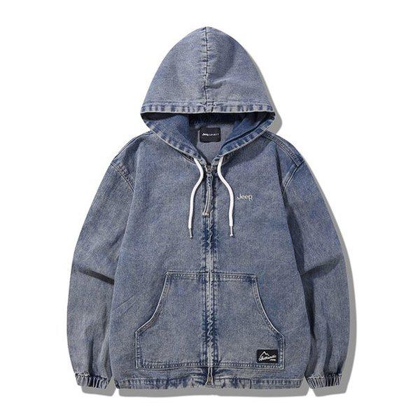 男女共用デニムストリングフード付きジップアップ JQ1JKU701ID