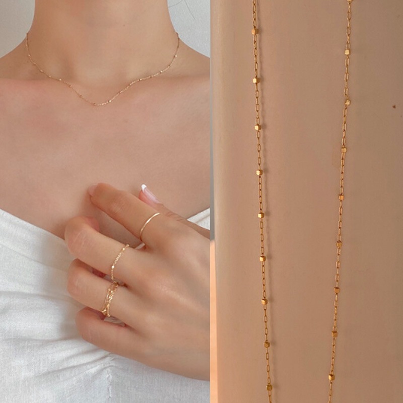 14kゴールド スクエア チェーン ネクリス デイリーアクセサリー 韓国女性アクセサリー韓国のネックレス 19,656円