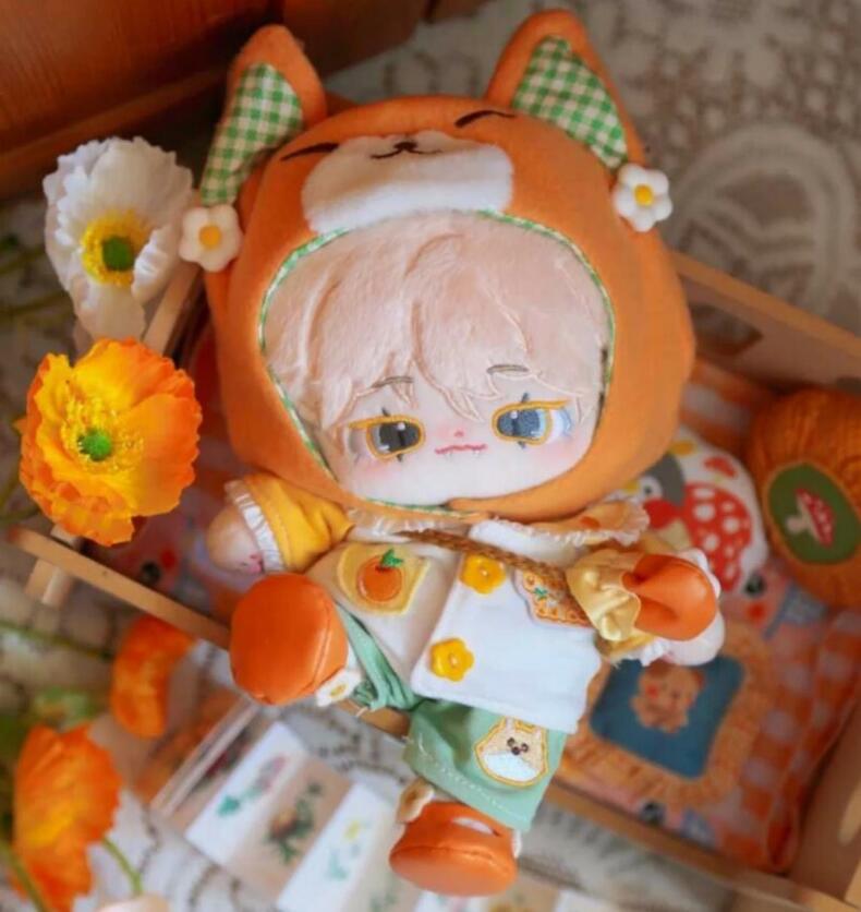 【20cm】着せ替えぬいぐるみ服 着せ替え人形 綿人形 ぬいぐるみ ぬい服 ぬいぐるみ服 人形服 秋田みかんセット 秋田犬 オレンジ 蜜柑 アキタイヌ ふわふわ ドール付きない