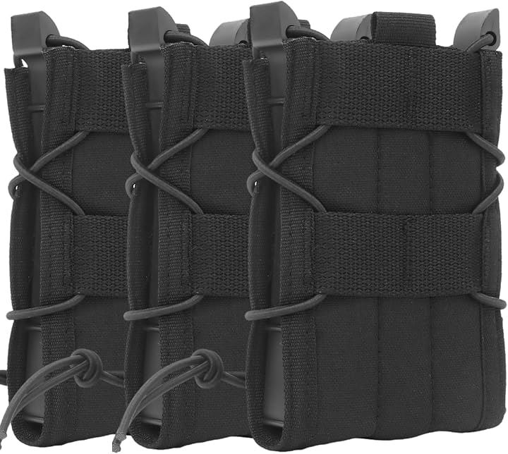 マガジンポーチ マグポーチ TACOスタイル M4 AK 対応 MOLLE ベルト 両方対応 サバゲー CORDURA 実物ナイロン仕様( ブラック3個セット)