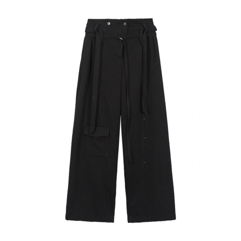 デビーアッパーベルトレイヤードトラウザーズ_ブラック