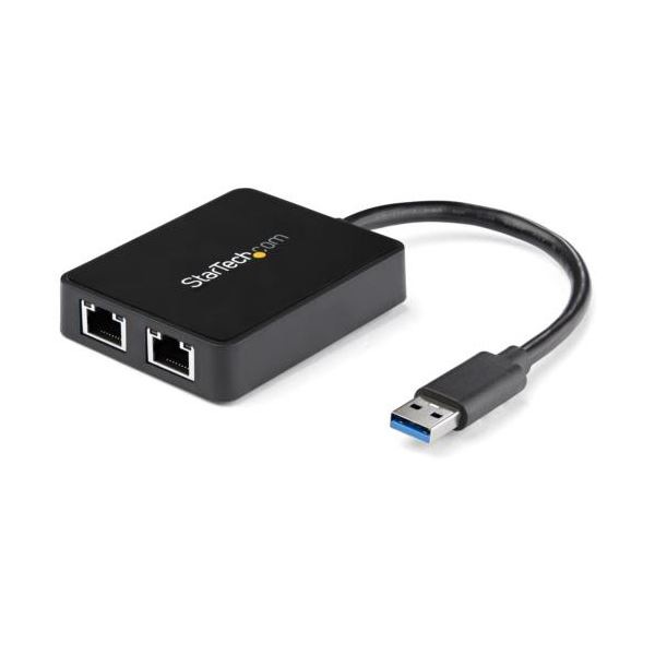 StarTech.com USB3.0 ギガビットイーサネット LANアダプタ（USBポートx1付き）10/100/1000Mbpsx2口 ブラック USB32000SPT 1個 13,260円