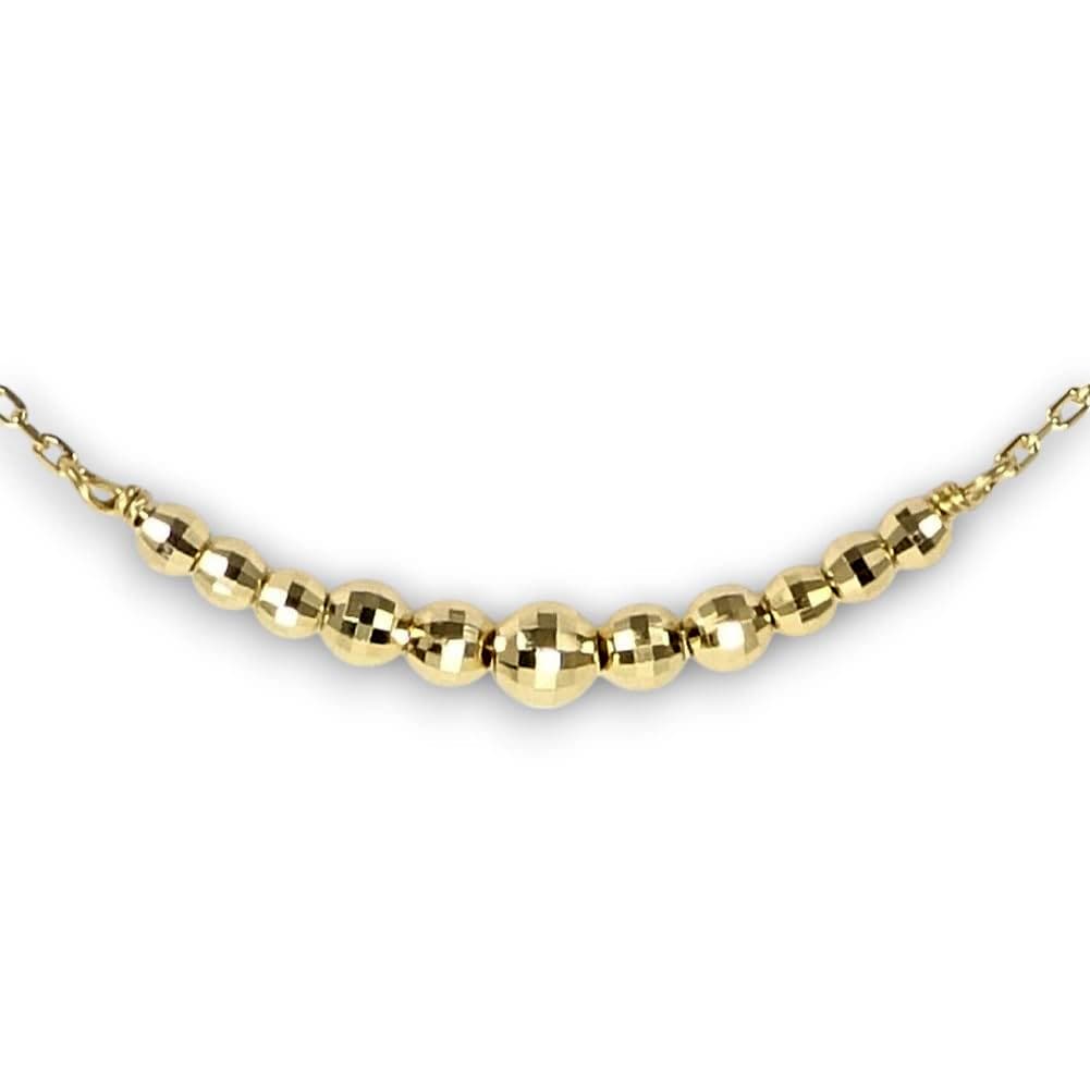 18金ネックレス ラインミラーボールグラデーションチェーン 40cm / 1.2g K18の煌めく眩い光沢！