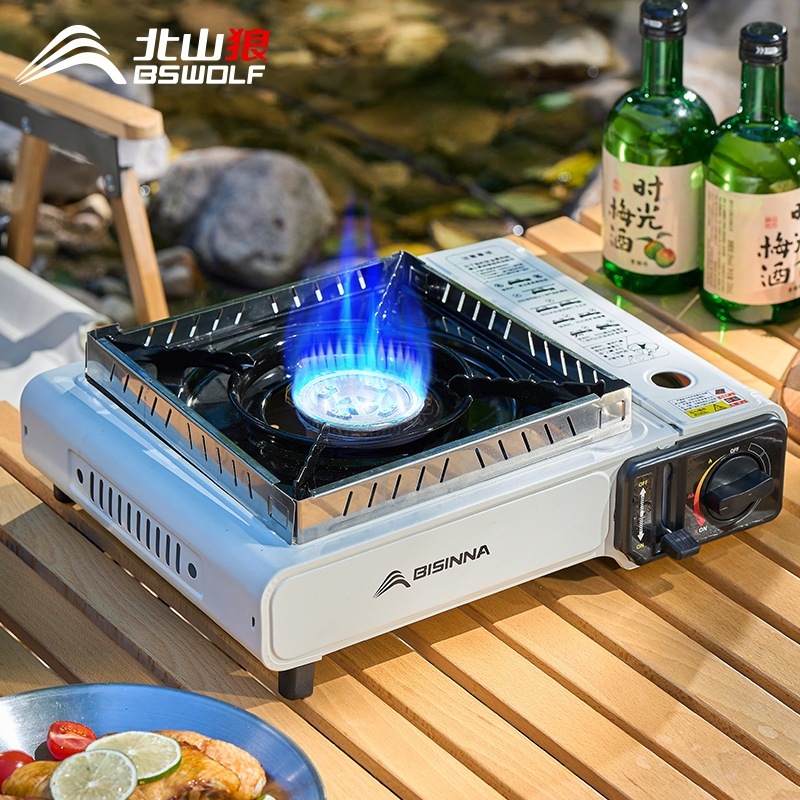 アウトドアバーベキューポータブル高火力カセットストーブキャンプピクニッククッカー屋外防風ガスタンクガスストーブガスストーブ