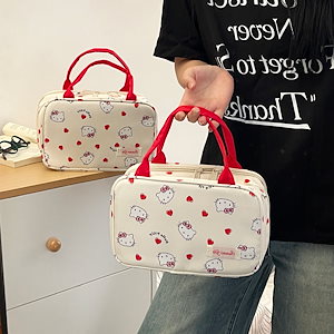 10個セット かわいいネコポーチ大容量3段化粧品収納ポーチ携帯外出ポーチキャリーケース