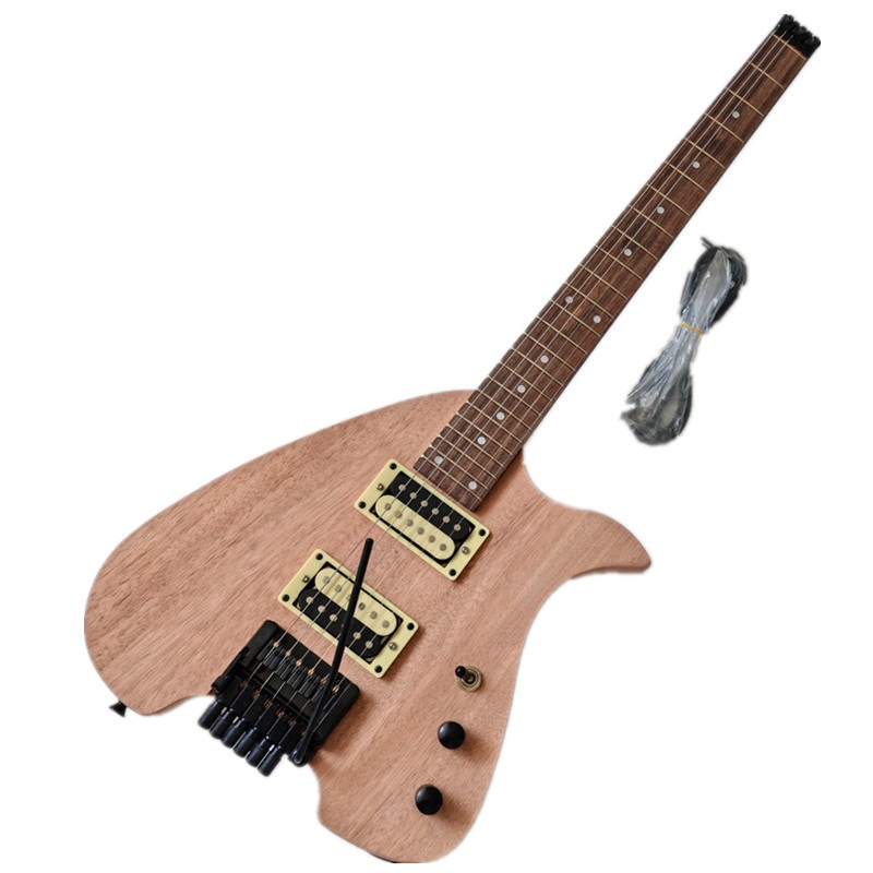 不塗装6弦小双揺無頭エレキギター桃花心木体 HG388