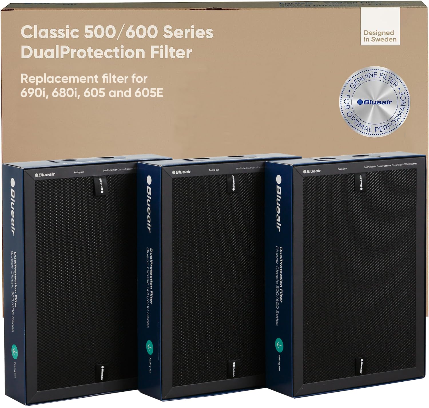 【純正品】ブルーエア 空気清浄機フィルター Classic 600シリーズ(690i / 680i / 605 / 650E) 交換用 デュアルプロテクションフィルター 104769 ブラック