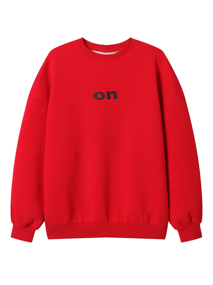 トップス トレーナー ミディアム丈 長袖 レギュラー袖 ラウンドネック 襟なし 厚手 コットン ベルベット かっこいい こなれ感 ラフ ルーズ クール 抜け感 無地 プリント 個性的 S M L