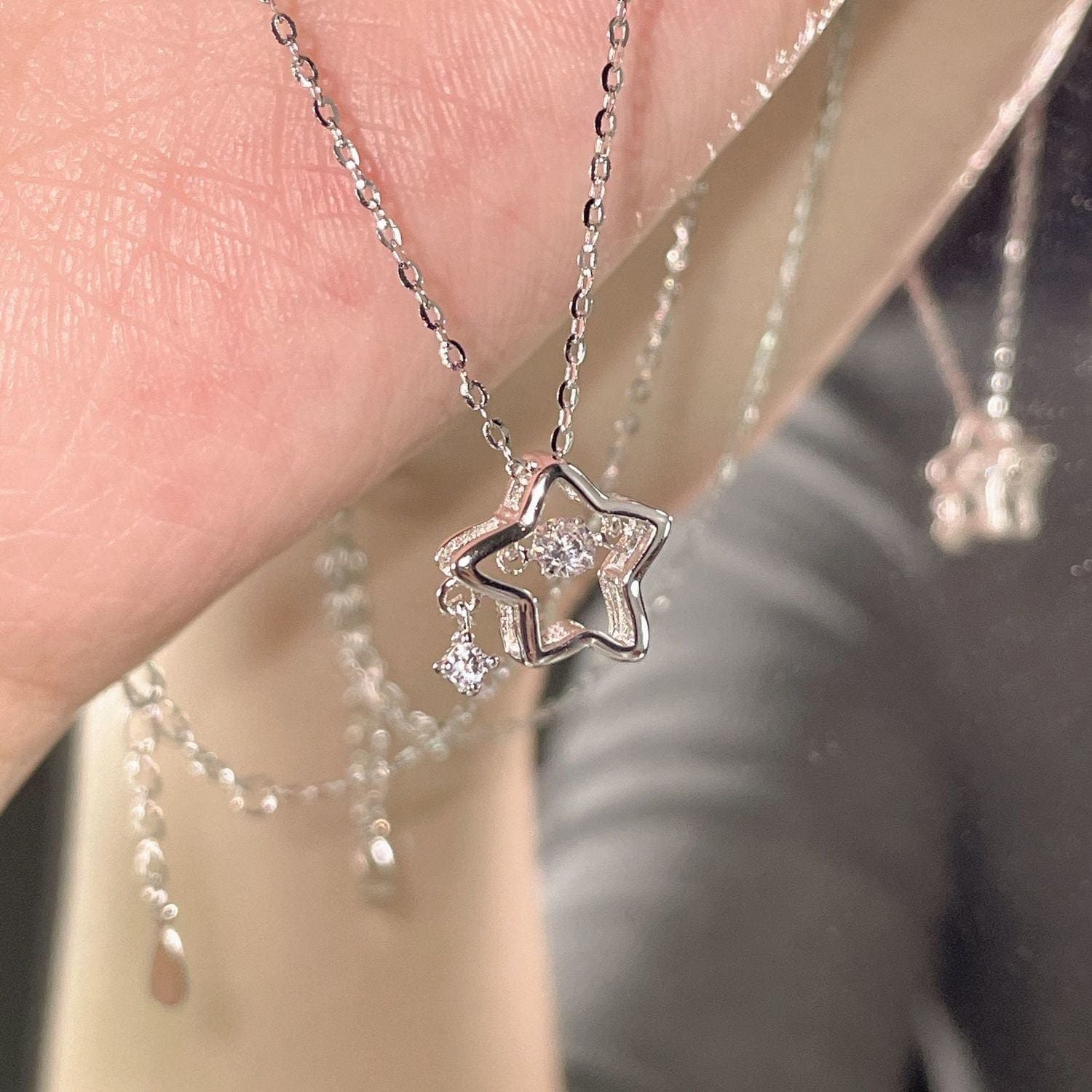 insファッション星ペンダント 誕生日プレゼントアクセサリー パーティードレスネックレス 百掛け鎖骨チェーン