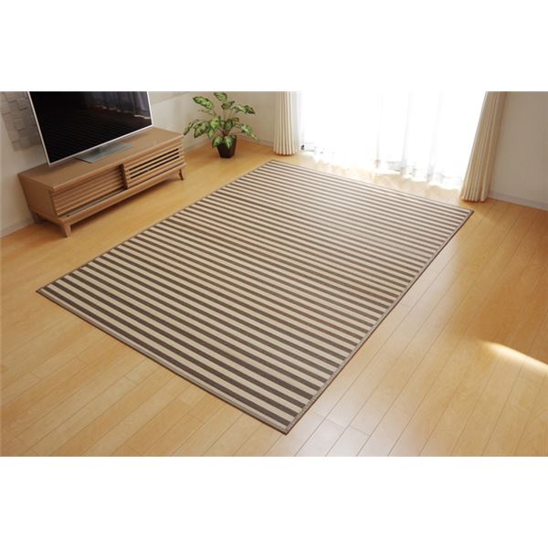 竹ラグ/ラグマット (マリンストライプ ベージュ 約180×240cm) ウレタンフォーム 不織布 (リビング ダイニング) 10,470円