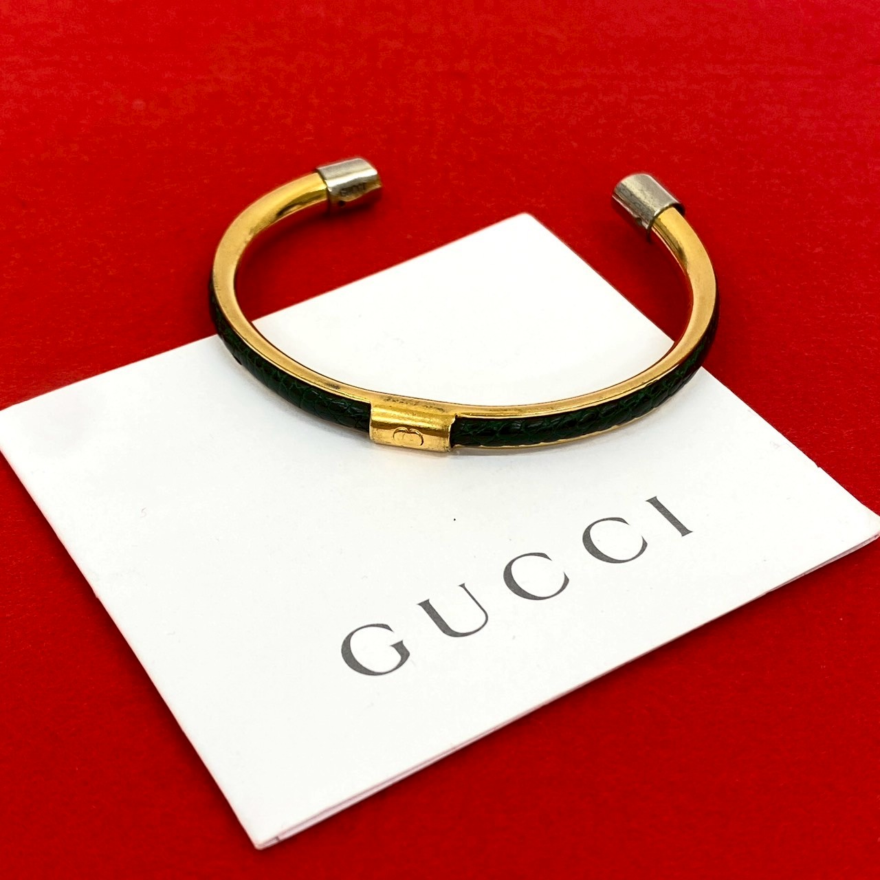 GG ロゴバングル GP レザー ゴールド 513-2