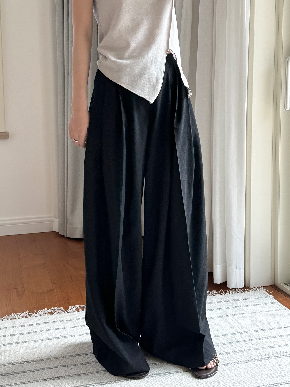 夏の新型日系文芸ダンス感カジュアルなワイドパンツがゆったりして滑らかで快適なズボンの女性