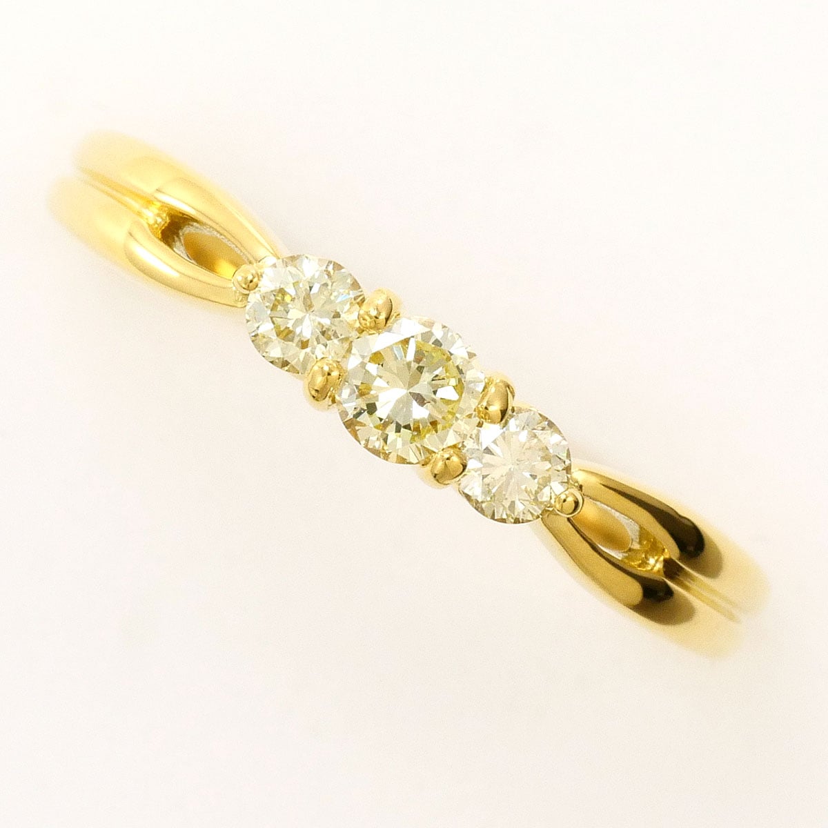K18 18金 YG イエローゴールド リング・指輪 16号 イエローダイヤモンド 0.36ct カード鑑別書 総重量約2.9g 中古