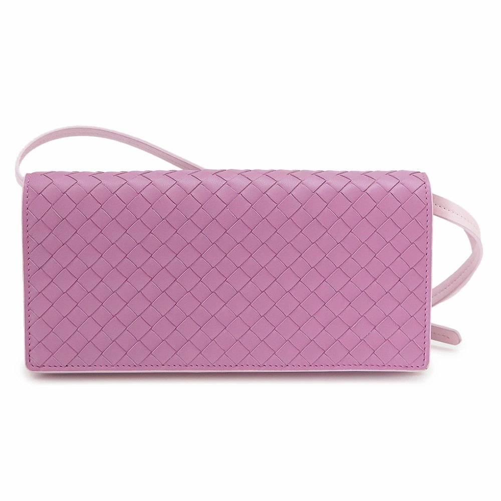 訳あり 長財布 レディース ショルダー ウォレット 二つ折りフラップ かぶせ蓋 イントレチャート レザー パープル系 493287 VO0AQ 5866