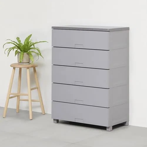 【期間限定大特価】天馬 Fits フィッツチェスト フルフラット 7505 幅75cm 5段 ロック付き スムーズな引出し 収納 タンス 完成品 グレー