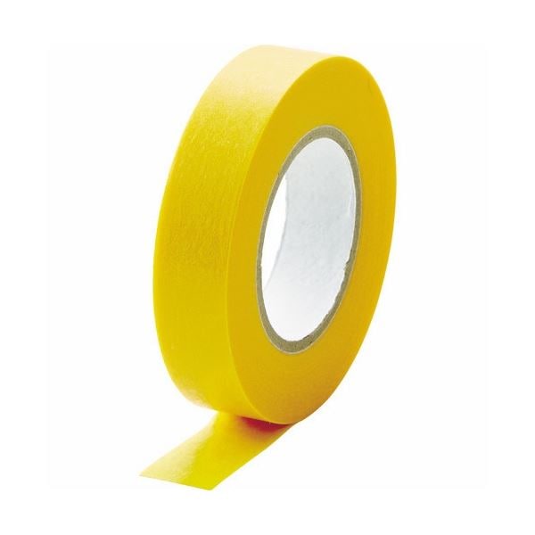 （まとめ）建築塗装用マスキングテープ 幅12mmx長さ18m イエロー 1パック（10巻）[x5]