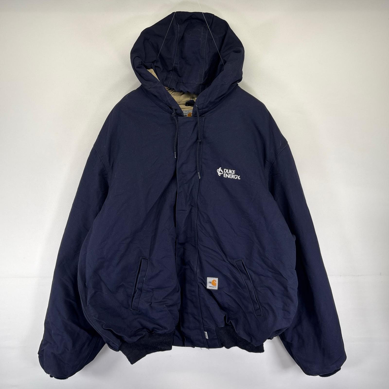 古着 ダック ジャケット 中綿 アクティブジャケット フルジップ 大きいサイズ 2XL ネイビー系 メンズ