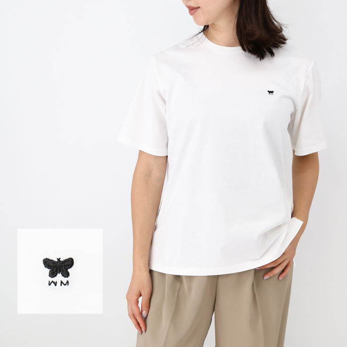 DEODARA 5971041600 008/WHITE レディースTシャツ 半袖 クルーネック カットソー コットン ロゴ 白T ワンポイント
