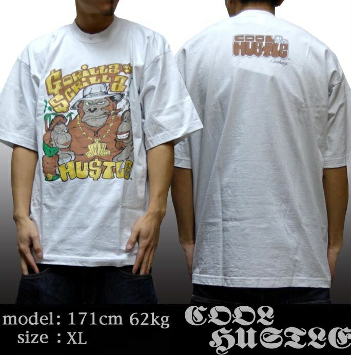 クールハッスル メンズ Tシャツ ホワイト COOL HUSTLE GolillaScrilla コンプトン ストリート スタイル HIPHOP ウェアー B系 服 ヒップホップ ダンス 西海岸 ウエ