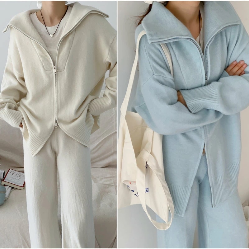 ニットセーター＋パンツ セットアップ おしゃれ カジュアル大きいサイズ レディース 秋冬 下着 ボトムス ストレート スキニー ショーツ pants