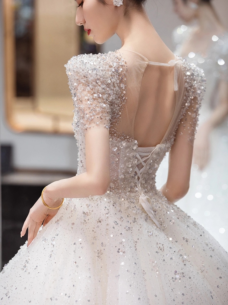 メインウェディングドレス2025花嫁プリンセス女性プチライトシンプルハイエンドテクスチャトレーリング