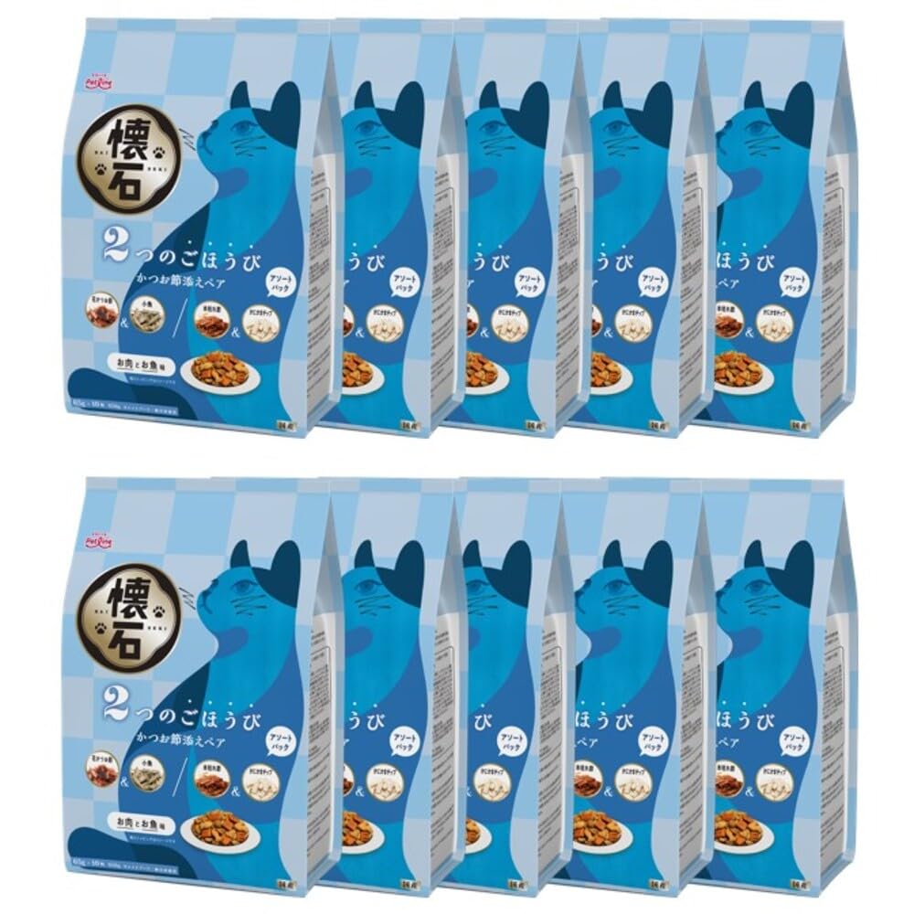 ペットライン 懐石 2つのごほうび かつお節添えペア キャットドライ 総合栄養食 【国産/小分け】 650g 10袋 (ケース販売)