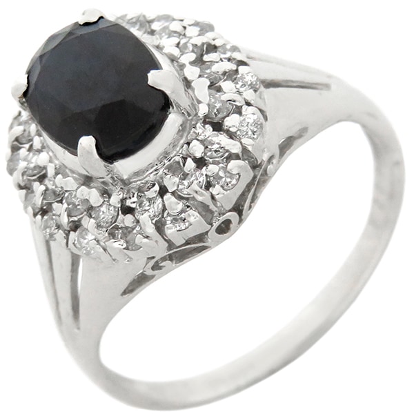 リング 指輪 サファイア ダイヤモンド リング Pt900 ダイヤモンド サファイア プラチナシルバー ブルー 8号【中古】