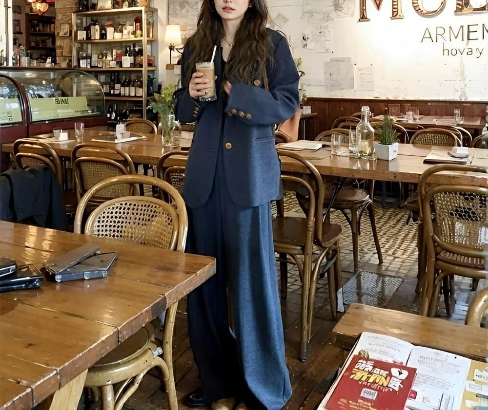 【期間特恵】秋冬まで穿ける！パンツ セットアップ レディース 2点セット ジャケット ワイドパンツ 春 秋 無地 テーラードジャケット ロングパンツ シンプル カジュアル 女性らしい きれいめ お洒