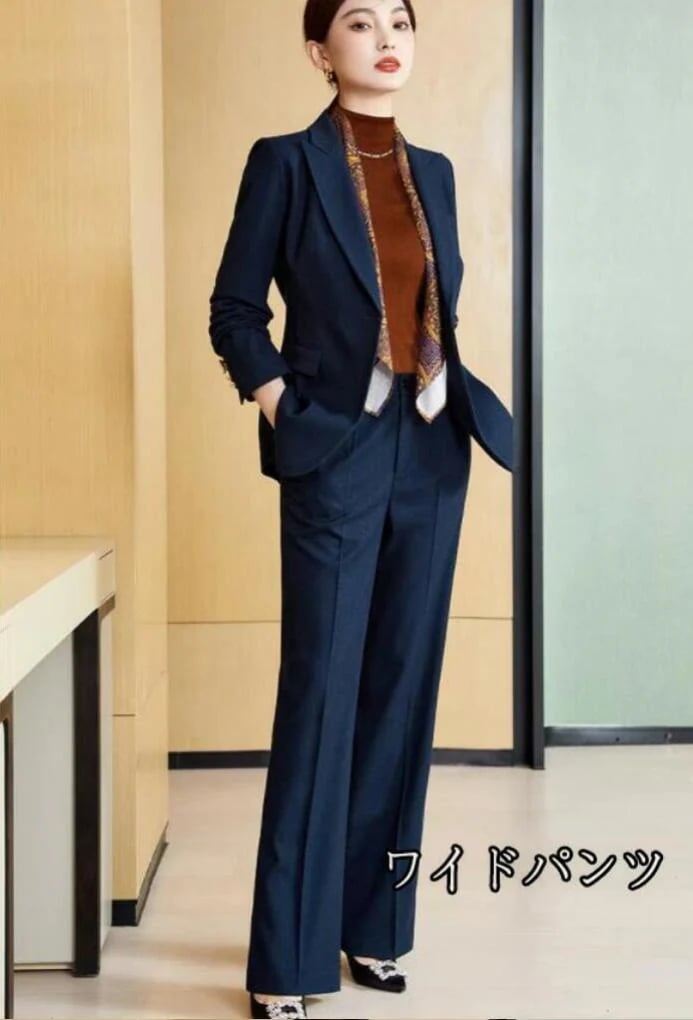 大ヒット ビジネススーツ 上品 秋冬 厚手 2点セット 「上着＋パンツ」 レディースファッション スーツ OL 通勤 着痩せ 女性スーツ 制服 成人式 長袖 卒業式 カジュアル 司会 2色 S/M/L