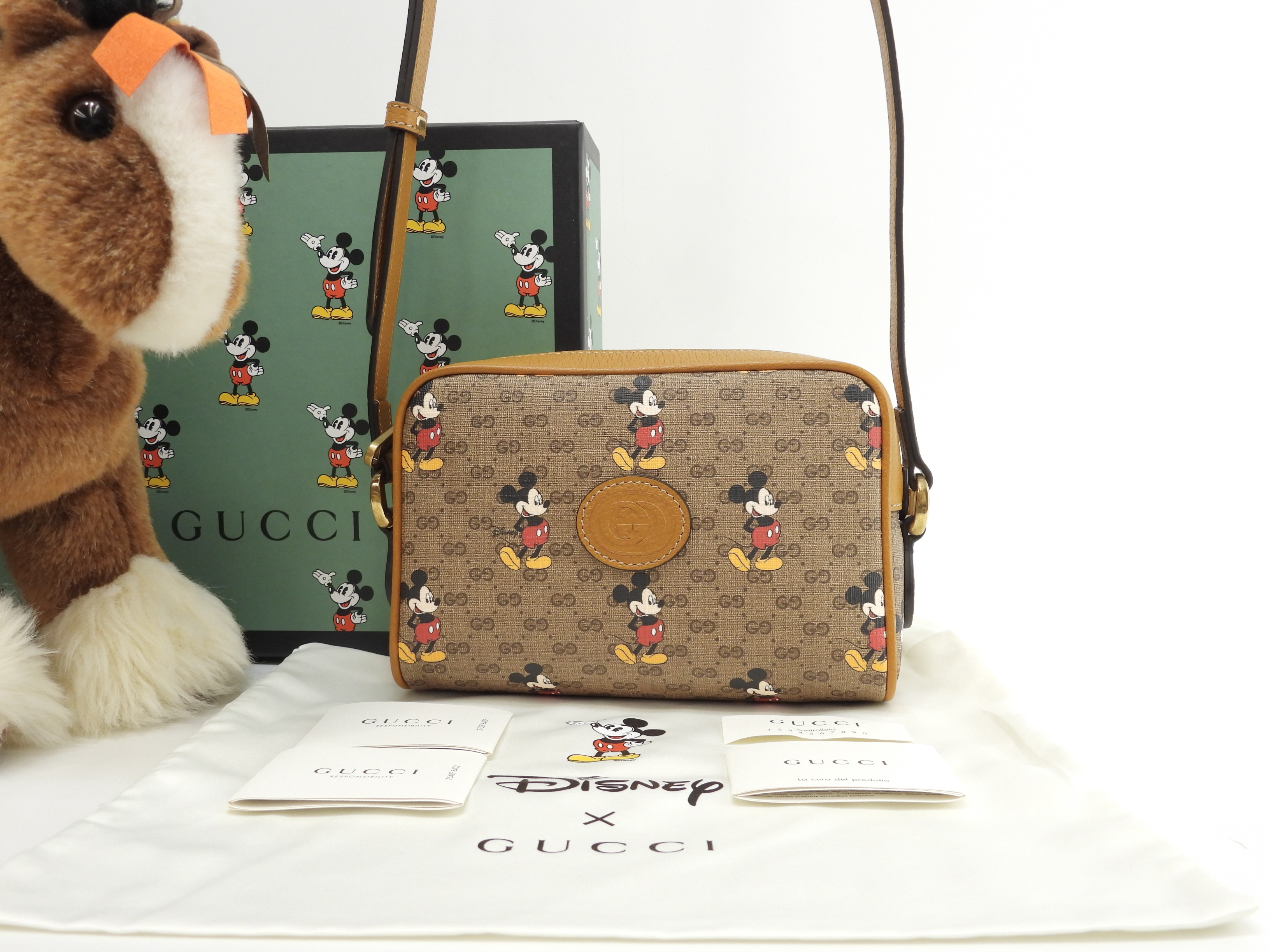 ポシェット ミッキーマウス マイクロGG茶 クロスボディバッグ 長方形 新品@ 9