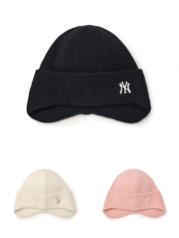 3ABNB1046韓国限定販売 冬の新商品 男女共用 ベーシック アンゴラ ライク イヤーフラップ ミッド ビニー ニューヨーク ヤンキース