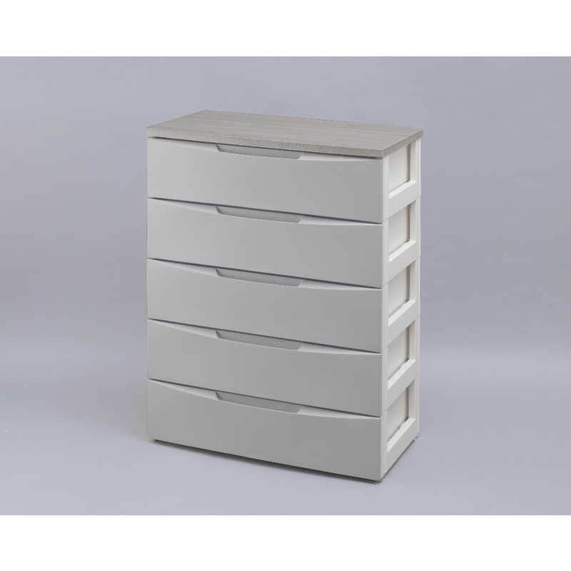 アイリスオーヤマ　IRIS OHYAMA　デザイン ウッドトップチェスト 5段 ワイドタイプ (グレー&アッシュグレー/約幅73×奥行42×高さ100cm)