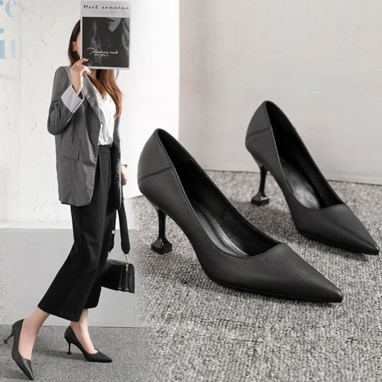 【取寄：納期2週間】パンプス レディース 靴 シューズ ハイヒールパンプス スティレットヒール ポインテッドトゥ シンプル 無地 きれいめ エレガント オフィス 美脚 黒 ブラック 通勤 フォーマル