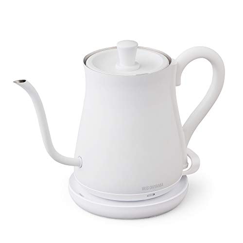 【節電対策】 アイリスオーヤマ 電気ケトル ドリップケトル 600ml アンティーク調 ホワイト IKE-C600-W